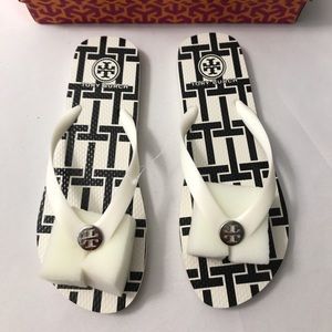Tory Burch White T-Basket Flip Flop
